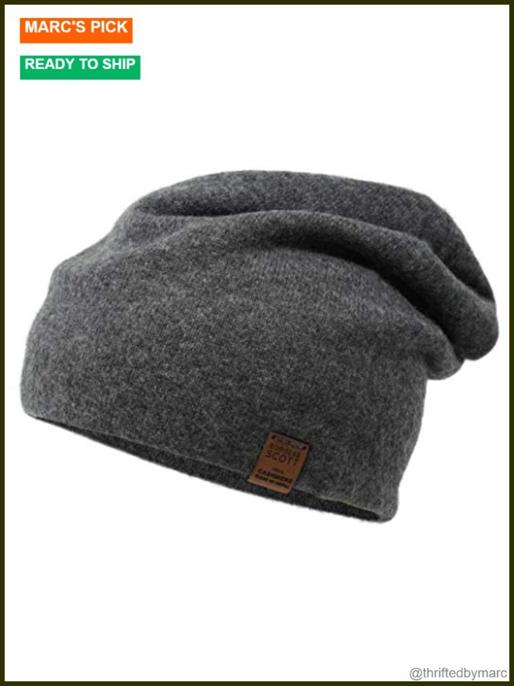 100% Cashmere Double Layer Beanie Hat Classic Winter Slouchy